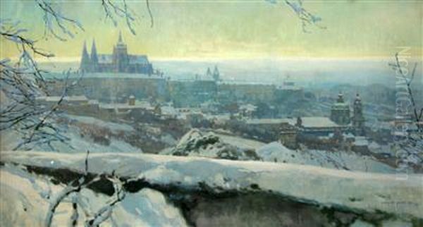 A Prague Castle Panorama In Winter - view 1