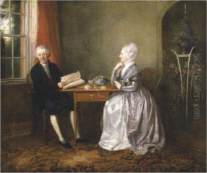 Thomas Grant And His Wife Mary, Seated In An Interior by John Thomas Seton