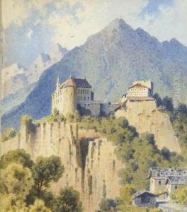 Blick Auf Schloss Tirol. by Wilhelm Anton Maria Settari