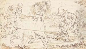 Un Paysan Labourant by Ercole Setti