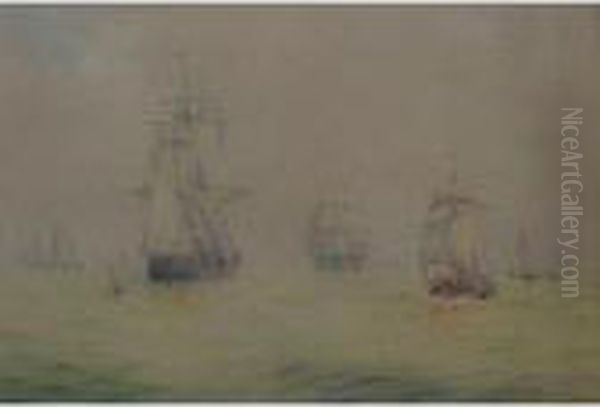 Ships In Full Sail On Calm Seas - view 1