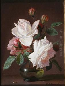 'blumenstuck', Roses In A Vase by Johann Friedrich Seupel