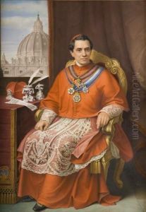 Ritratto Del Cardinale Giacomo Antonelli Nelle Stanzevaticane by Filippo Severati