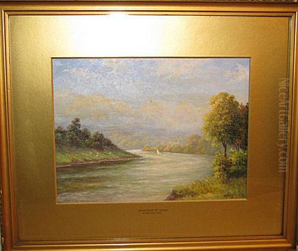 Oil On Card "river Dart - view 1