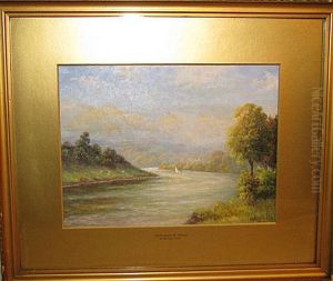 Oil On Card "river Dart Oil On Card "river Dart