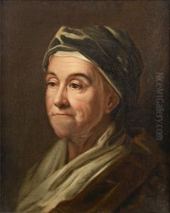 An Elderly Lady In A Blue Velvet Hat by Christian Seybold