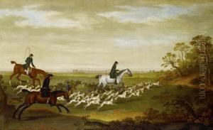 Huntsmen And Their Hounds In An Extensivelandscape by James Seymour
