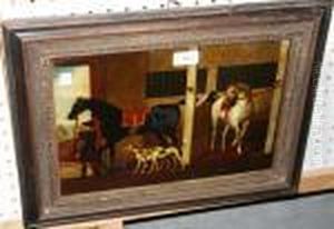 Horses And Hounds In A Stableinterior by Thomas, of Pall Mall Butler