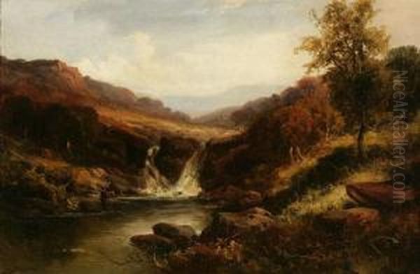 Fisherman Before A Waterfall - view 1
