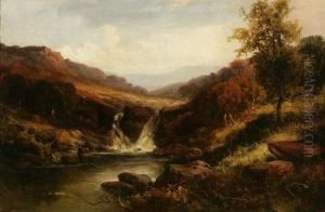 Fisherman Before A Waterfall