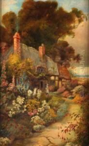 Lady Before A Country Cottage
