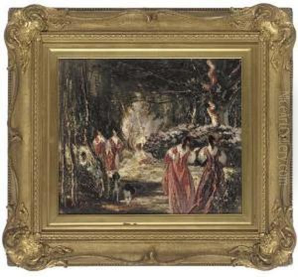 Elegant Figures In A Woodland Clearing - view 1