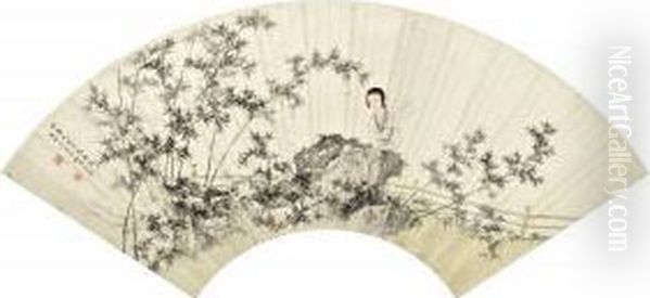 Lady Resting Under The Bamboo - view 1