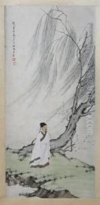 Scholar And Willow Tree by Chen Shaomei