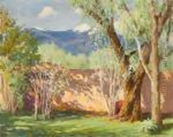 An Old Garden In Taos (early Spring) And Taos Mountains - view 1
