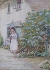 Girl By Cottage Door At Cockermouth by Caroline Paterson