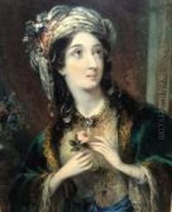 Portrait Of A Turkish Lady Holding A Rose
