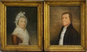 Pair Of Portraits Of A Husband And Wife