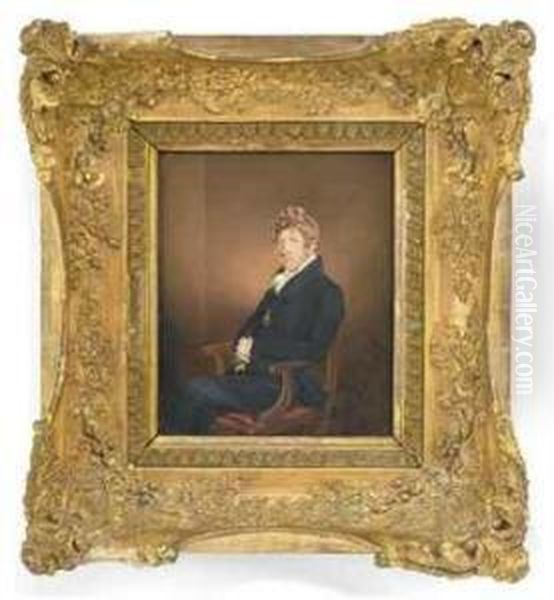 Portrait Of A Gentleman, Three-quarter-length; Together Withportrait Of A Lady, Seated Three-quarter-length, With A Redshawl - view 1