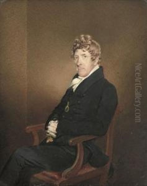 Portrait Of A Gentleman,seated On A Chair; And Portrait Of A Lady With A Red Shawl - view 1
