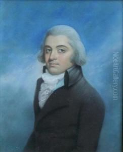 Portrait Of A Young Gentleman Wearing A Jabot And Long Jacket,bust-length by Rolinda Sharples