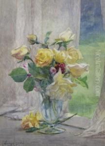 Roses On A Window Ledge by Arthur Winter Shaw