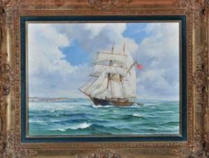 The Top Sail Schooner Annie Davey Off Bradport by George Shaw
