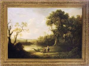 A Couple And Dog By The River