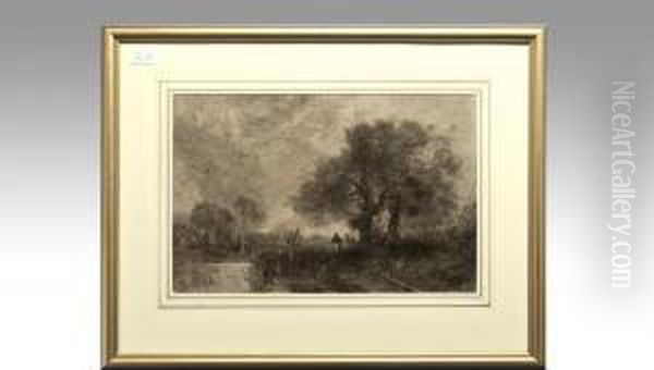 Figure & Trees By A River - view 1
