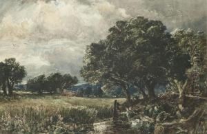 A River Landscape, A Storm Approaching by George Sheffield