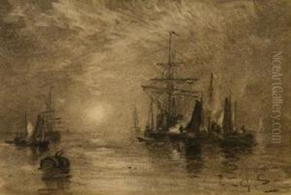 Fishing Boats And Other Vessels In A Calm - view 1