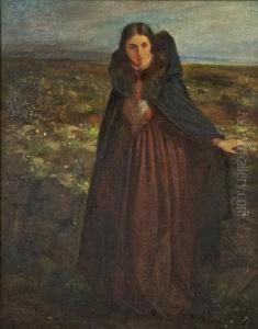 Portrait Of A Lady In Extensive Landscape by Edward Sheil