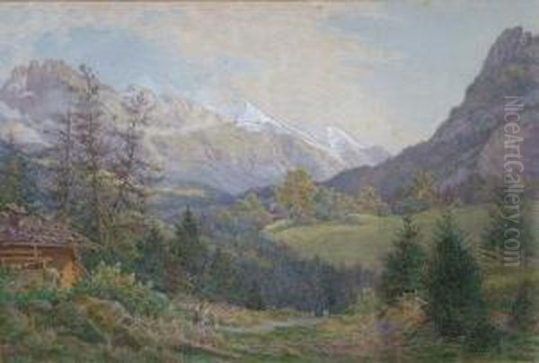 Figures Before Snow-capped Mountains. - view 1