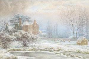 Snowy Landscape With House by Arthur Shelley