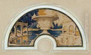 Girls Bathing In An Ornamental Pool by George Sheringham