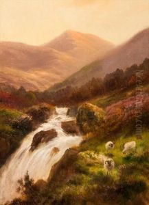 Highland Burn With Sheep by Daniel Sherrin