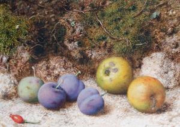 Still Life Of Plums And Apples - view 1