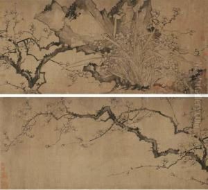 Bamboo, Narcissus, And Rock by Bao Shichen