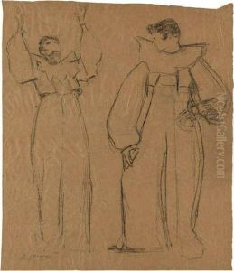 Two Clowns by Everett Shinn