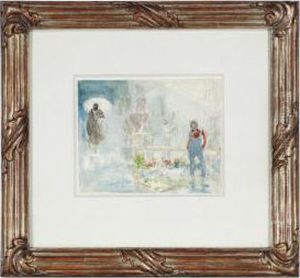 Flower Shop, Sixth Avenue And Ninth Street, New York City by Everett Shinn
