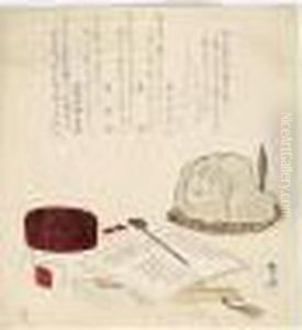 Surimono: Nature Morte Au Lievre by Ryuryukyo Shinsai