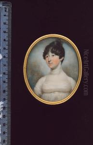 A Lady, Wearing White Dress, Her Dark Hair Upswept In A Loose Bun - view 1