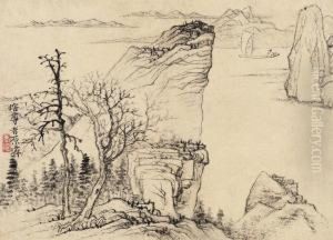 Landscape In Dry Brush by Shitao Daoji