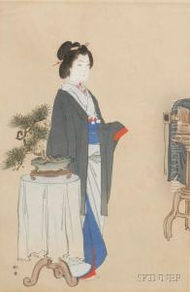 Beauty With Bosai Before A Camera - view 1