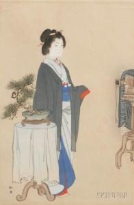 Beauty With Bosai Before A Camera by Shodo