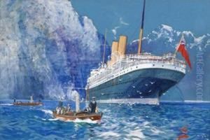 The Arcadian At Anchor In A Scandinavian Fjord by Kenneth Denton Shoesmith