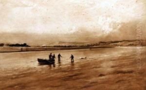 Estuary With Fishermen by Frank Short