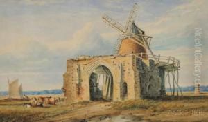 Abbey Ruins And Windmill. Abbey Ruins And Windmill.