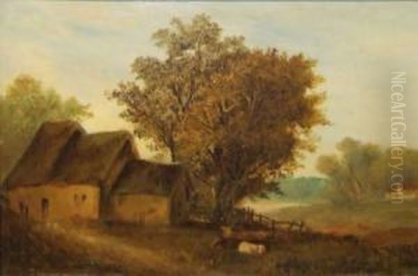 Cattle By A Farmstead - view 1