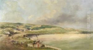 'port...awl Sands', Kust Med Anglok Och Manniskor Pa Stranden 'port...awl Sands', Kust Med Anglok Och Manniskor Pa Stranden